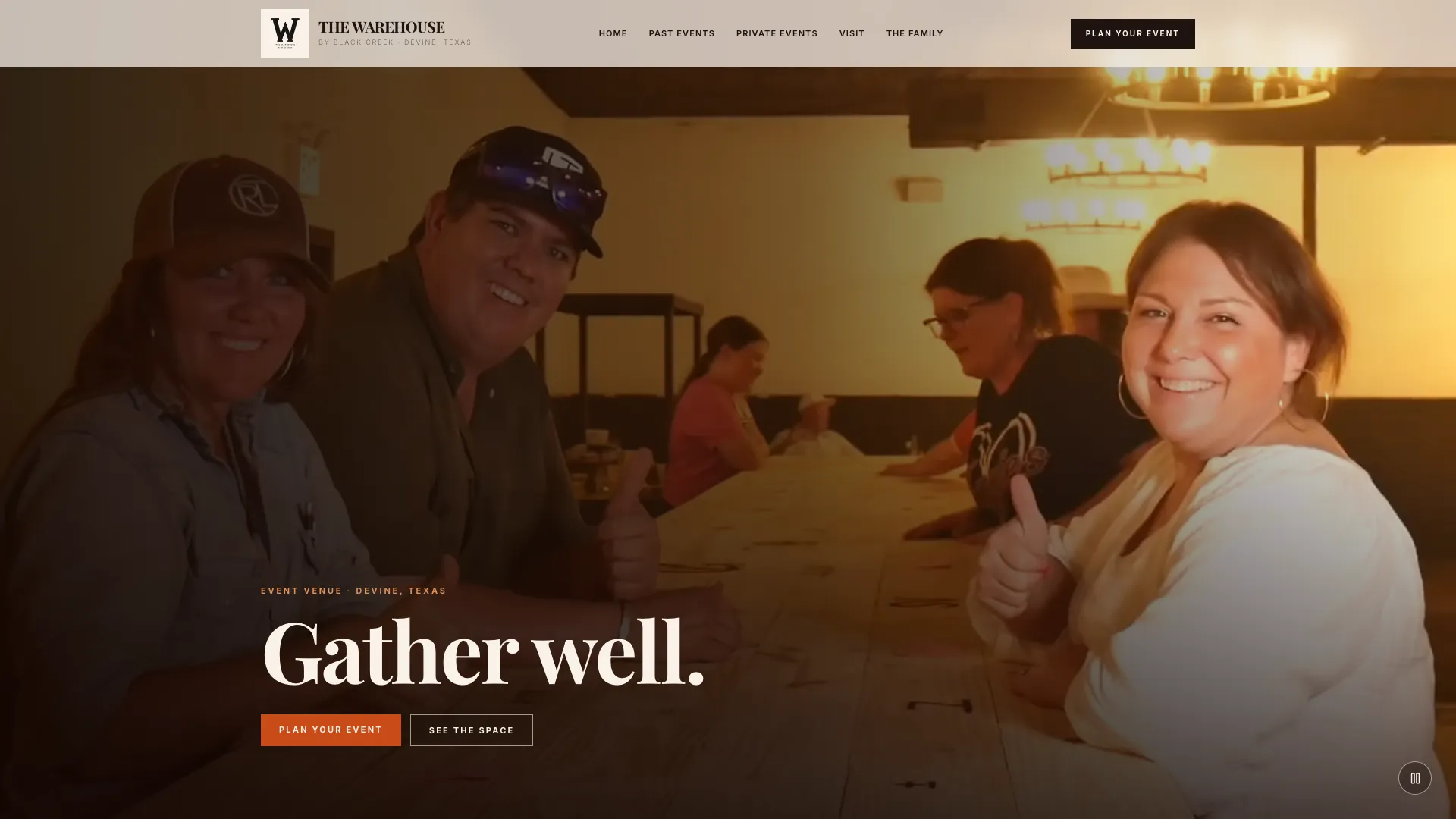 The Warehouse by Black Creek website preview